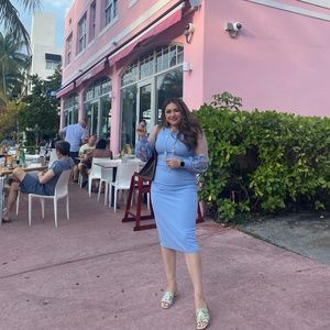 Baby blue rose detail dress